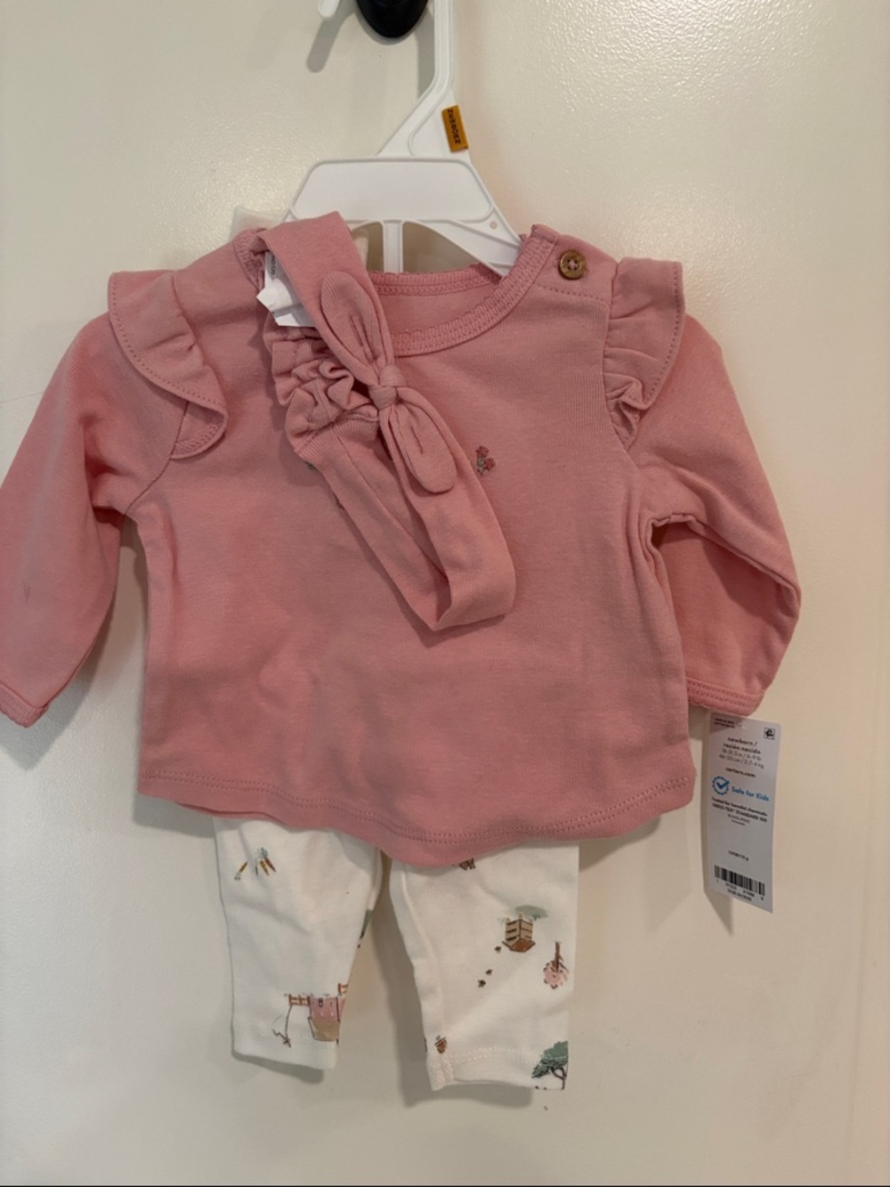 Carter's Soft Pink Ruffle Long-Sleeve Top with Matching Headband